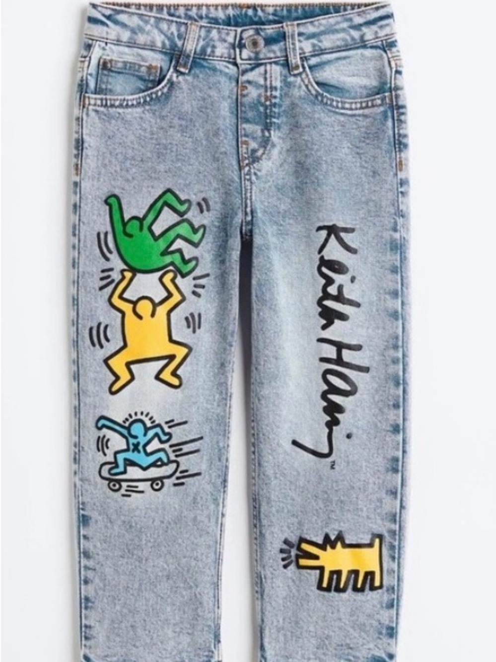 Rare H&M Kids' Light Wash Keith Haring Graphic Jeans